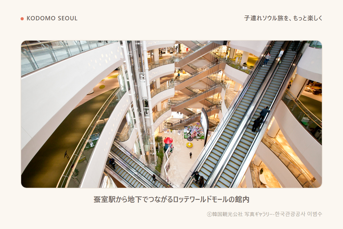蚕室駅から地下でつながるロッテワールドモールの館内（ⓒ韓国観光公社 写真ギャラリー-이범수）